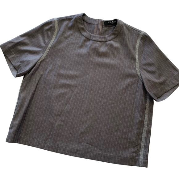 Caara Women's Alfie Dark Academia Silver Gray Pinstripe Blouse Top Size Small - Picture 12 of 12